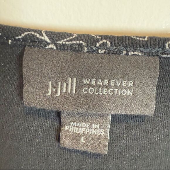 J.Jill Wearever Collection Black with White Florals Size Large - Picture 11 of 13